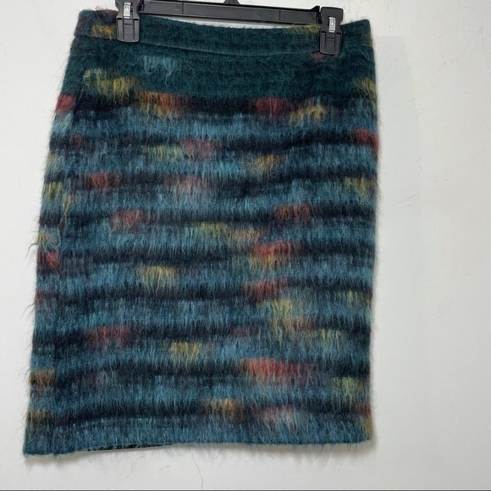 Waverly grey fuzzy fluffy colorful mini skirt size 10 pencil skirt slit